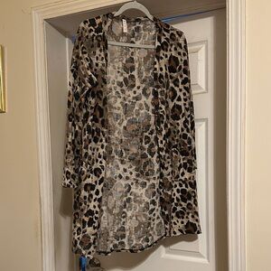 Leopard Print Open Cardigan